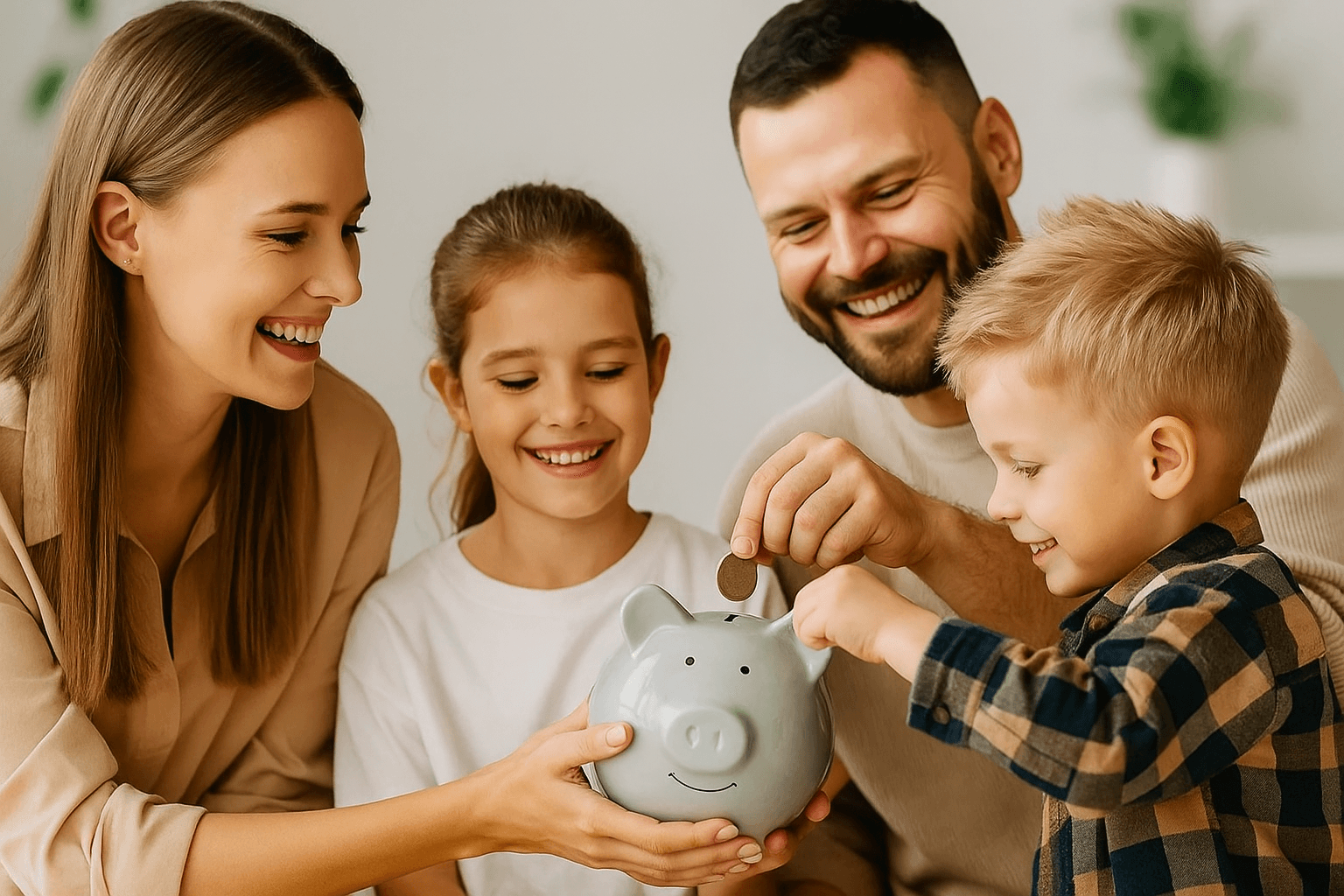 Família organizando finanças